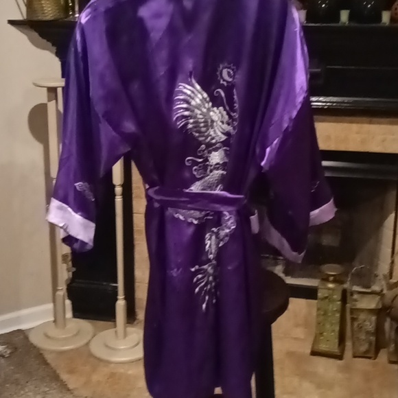 FINAL PRICE Silver Dragon lavender/purple reversible l/s robe w dragons L/XL/FS - Picture 8 of 11